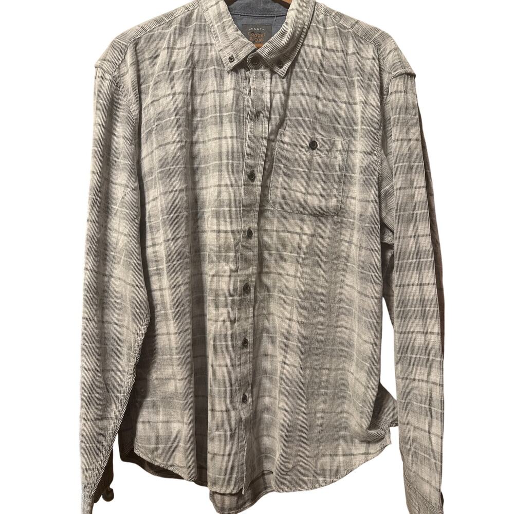 Copper & Oak Men’s Long Sleeve Shirt, Grey‎ White, XXL
